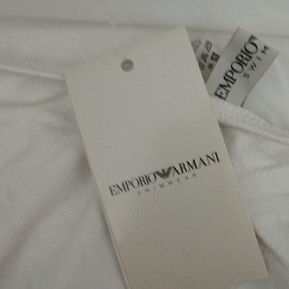 CHRISTMAS NWT #10 ARMANI SIGNATURE Embossed LOGO White Monokini HOST PICK - Picture 6 of 8